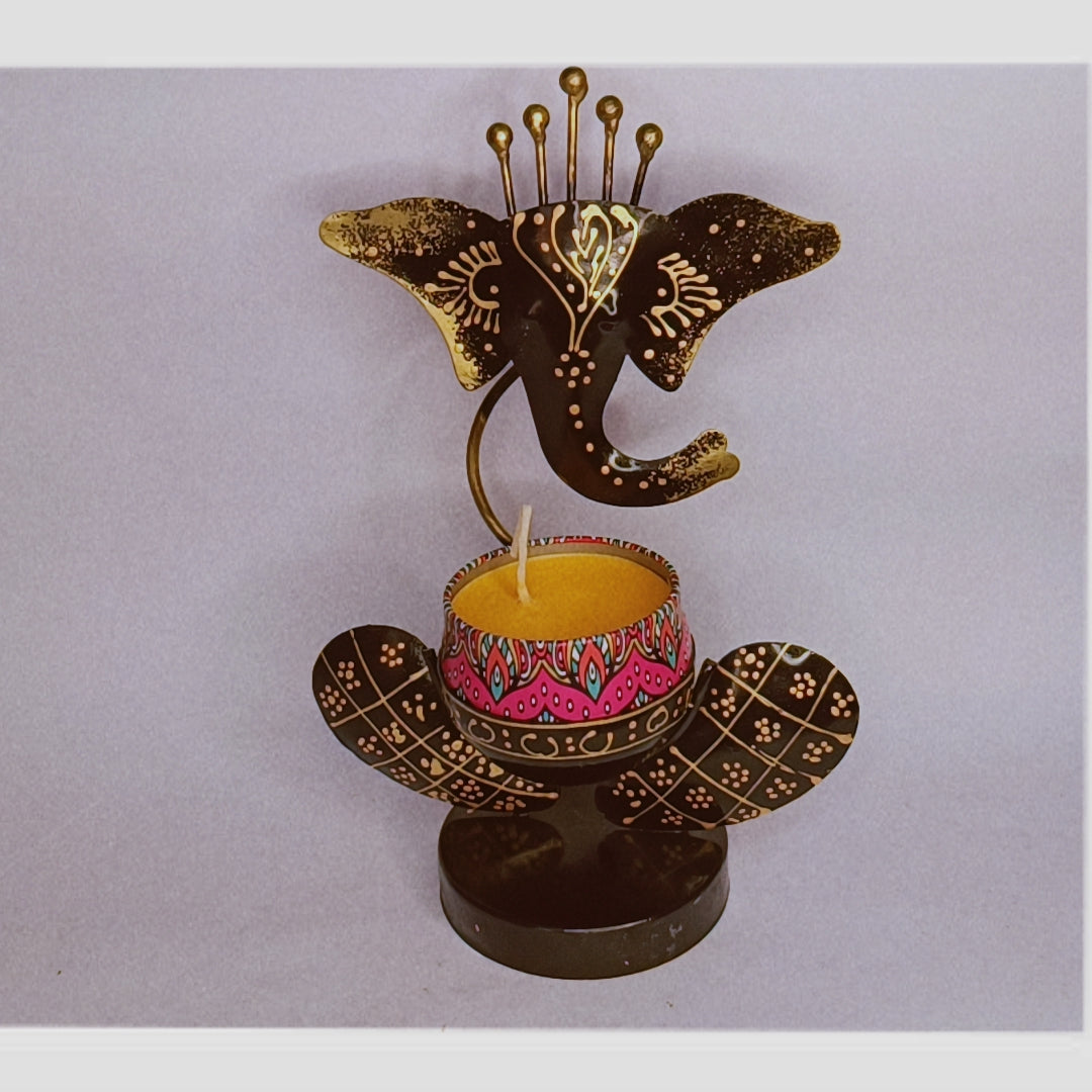 HandCraft Metal Ganesh Ji Home Decor With Scented Candles